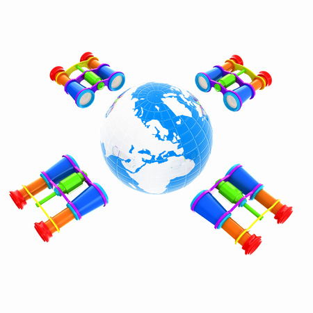 binoculars around earthの写真素材