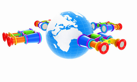 binoculars around earthの写真素材