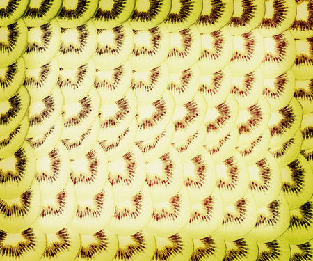 The slices of kiwi background . 3D illustration. Vintage style.の写真素材