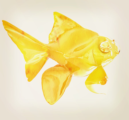 Gold fish. Isolation on a white background. 3D illustration. Vintage style.の写真素材