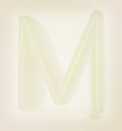 Glossy alphabet. The letter "M". 3D illustration. Vintage style.の写真素材