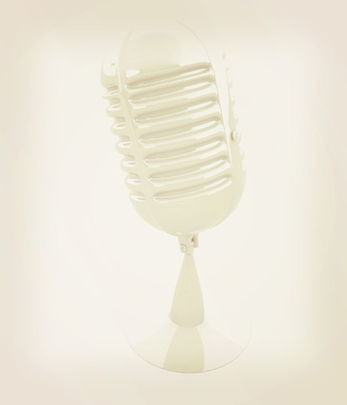 3d rendering of a microphone. 3D illustration. Vintage style.の写真素材