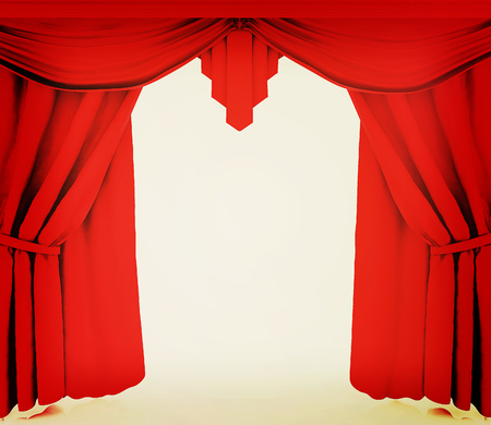 Red curtains. 3D illustration. Vintage style.の写真素材