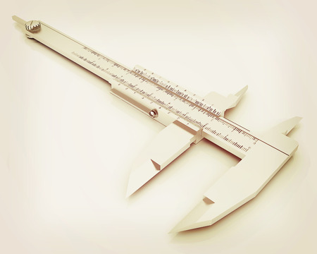 Vernier caliper on a white background. 3D illustration. Vintage style.の写真素材