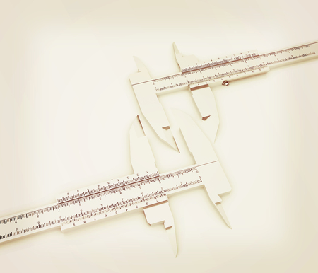 Calipers on a white background. 3D illustration. Vintage style.の写真素材