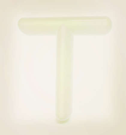 Glossy alphabet. The letter "T". 3D illustration. Vintage style.の写真素材
