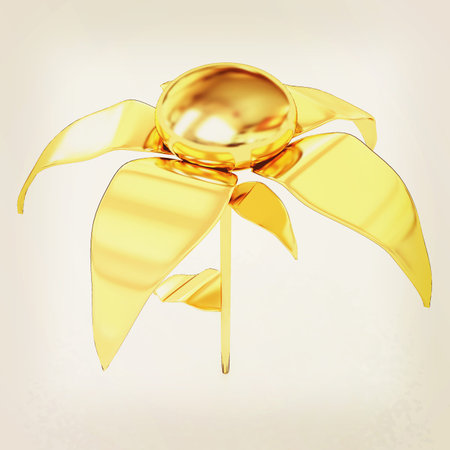 Gold flower. 3D illustration. Vintage style.の写真素材