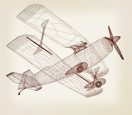 retro airplane isolated on white background . 3D illustration. Vintage style.の写真素材