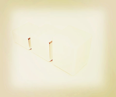 Blocks on a white background. 3D illustration. Vintage style.