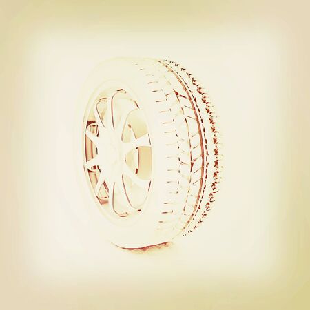 car wheels icon on white background . 3D illustration. Vintage style.の写真素材
