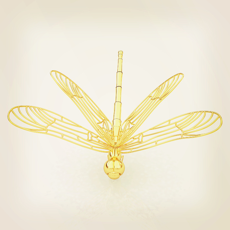 Dragonfly. 3D illustration. Vintage style.の写真素材