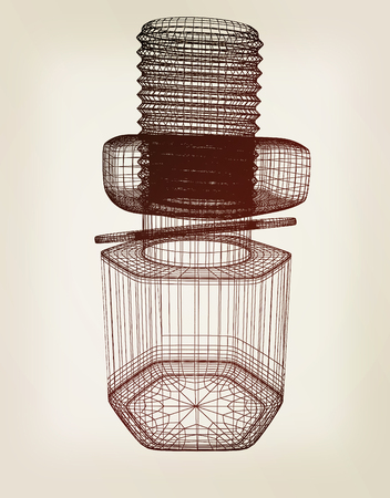 bolts with a nuts and washers. 3D illustration. Vintage style.の写真素材