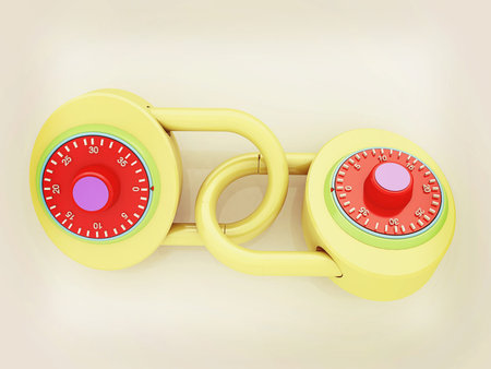 pad lock. 3D illustration. Vintage style.の写真素材