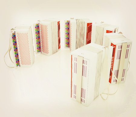 Musical instruments - bayans. 3D illustration. Vintage style.の写真素材