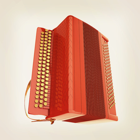 Musical icon instruments - bayan. 3D illustration. Vintage style.の写真素材