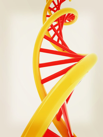 DNA structure model on white. 3D illustration. Vintage style.の写真素材