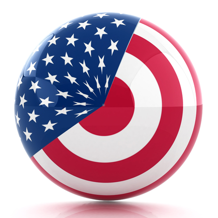 sphere instead letter O textured by USA flag. 3d renderの写真素材