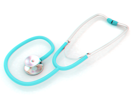 stethoscope. 3d illustration. Anaglyph. View with red/cyan glasses to see in 3D.の写真素材