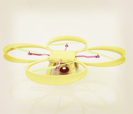 Drone, quadrocopter, with photo camera. 3d render