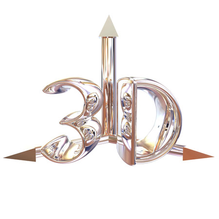 3d chrome text on a white background. 3D illustration.