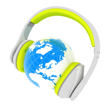 Abstract symbol music and earth. 3d illustrationの写真素材