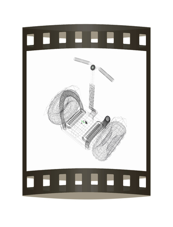 Mini electrical and ecological transport on a white background. 3D illustration.. The film strip.の写真素材