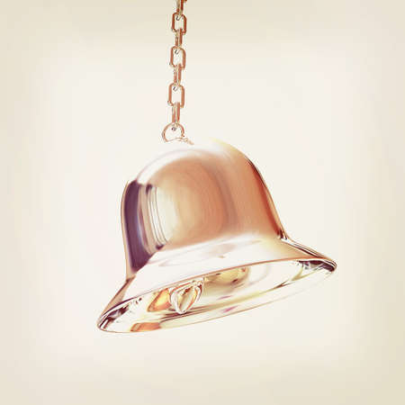 Shiny metal bell isolated on white background. 3d illustration. Vintage styleの写真素材