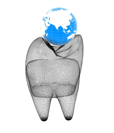 Tooth and Earth. 3d illustrationの写真素材