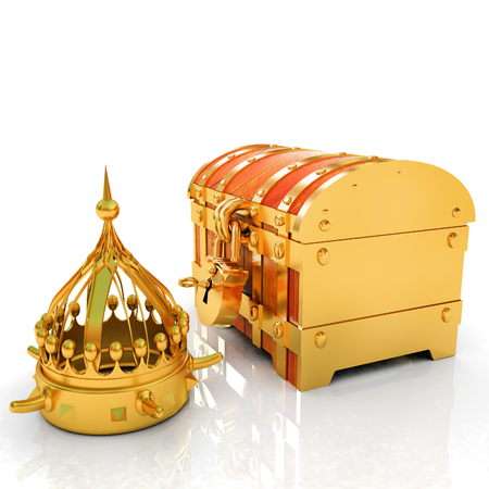 Crown and chest. 3d renderの写真素材