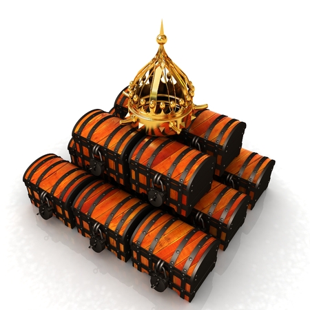 Crown and chest. 3d renderの写真素材