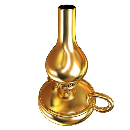 Old retro vintage golden kerosene lamp. 3d renderの写真素材
