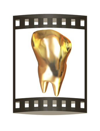 Gold tooth. 3d illustration. Film strip.の写真素材