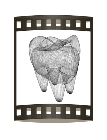 Mesh model of tooth. 3d illustration. Film strip.の写真素材