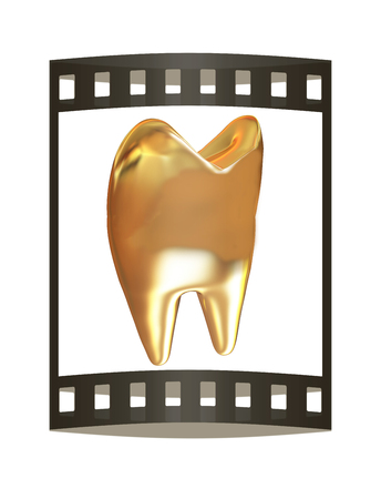 Gold tooth. 3d illustration. Film strip.の写真素材