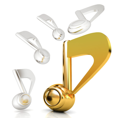 Gold music notes. 3d renderの写真素材