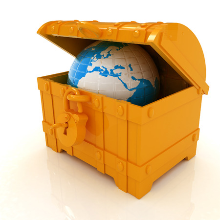Earth in a chest. 3d illustrationの写真素材