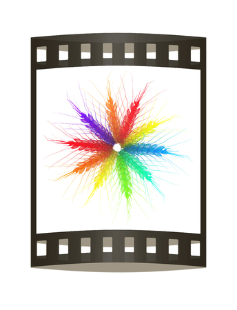 Colorful spikelets design. Top view. 3d render. Film strip.の写真素材
