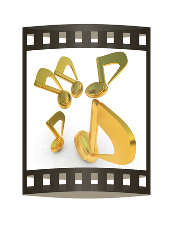Music note. 3d render. Film strip.の写真素材