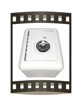 Safe. 3d render. Film strip.の写真素材
