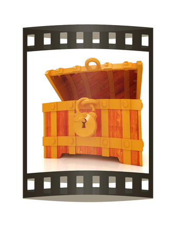 Chest. 3d render. Film strip.の写真素材