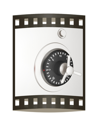 Safe. 3d render. Film strip.の写真素材