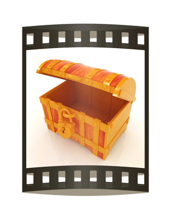 Chest. 3d render. Film strip.の写真素材