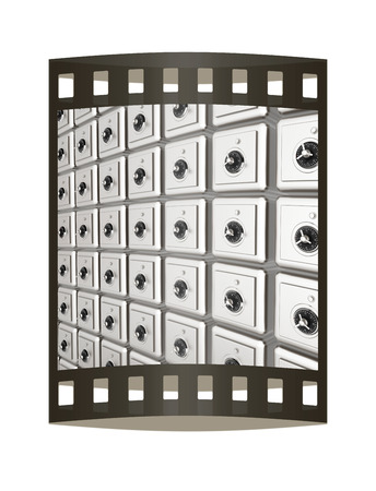 Many safes. 3d render. Film strip.の写真素材