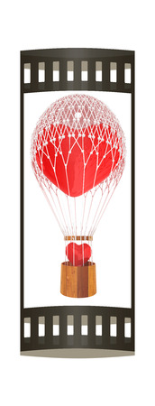 Hot Air Balloon of heart with heart. Wedding concept. 3d renderの写真素材