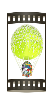 Hot Air Balloon with Easter egg. 3d renderの写真素材