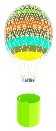 Hot  Colored Air Balloon and  basket. 3d renderの写真素材