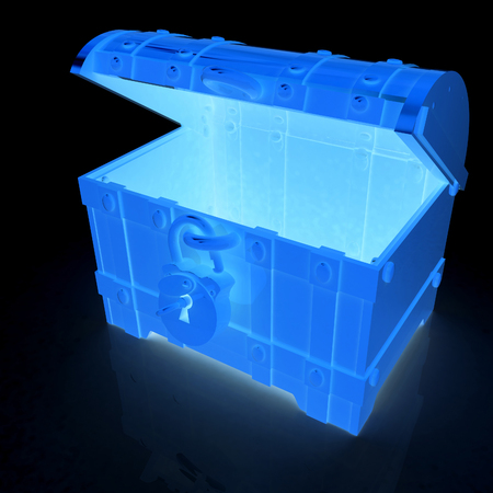 Chest. 3d render. On a black background.の写真素材