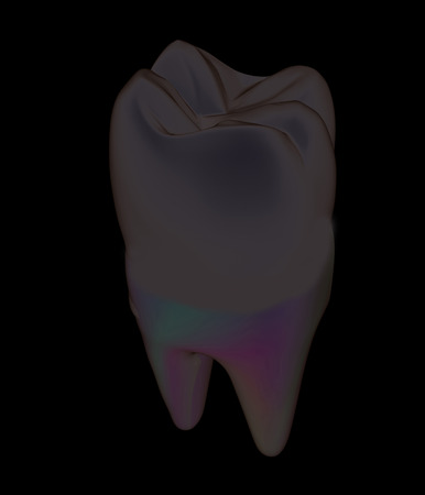 Tooth. 3d illustration. On a black background.の写真素材