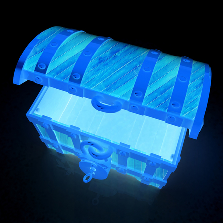 Chest. 3d render. On a black background.の写真素材