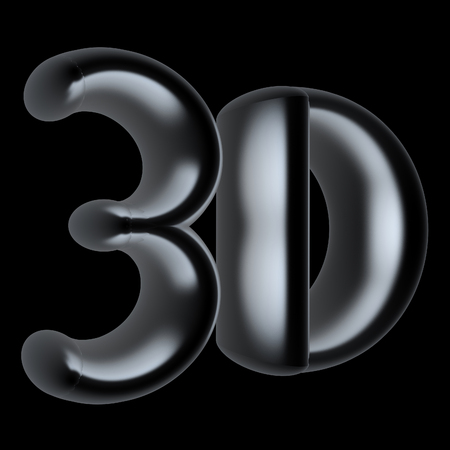 3D word. 3D illustration. On a black background.の写真素材